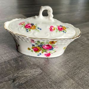Georgian Fine Bone China Sugar Dish & Lid